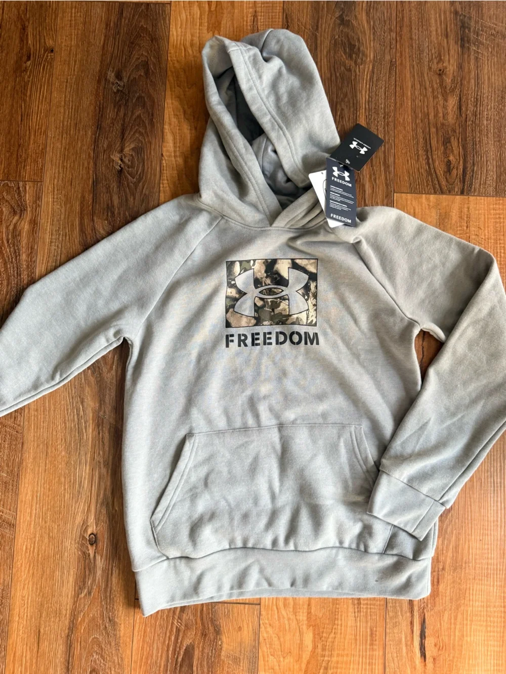 Under Armour Youth Hoodie in Light Gray with Camo Logo